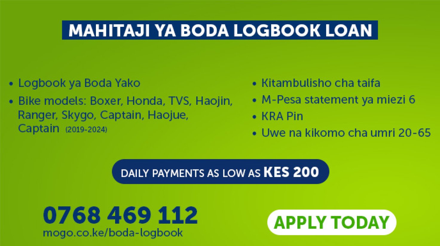 Boda logbook loans - Kisii